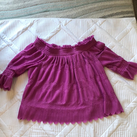 Lane Bryant Tops - Lane Bryant Smocked Off The Shoulder Berry Color Top . Size 18/20.